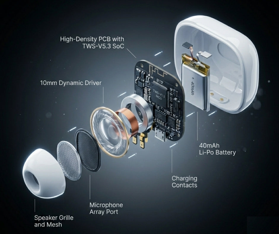 TWS Bluetooth Earbuds With Charging Case White