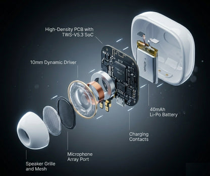 TWS Bluetooth Earbuds With Charging Case White