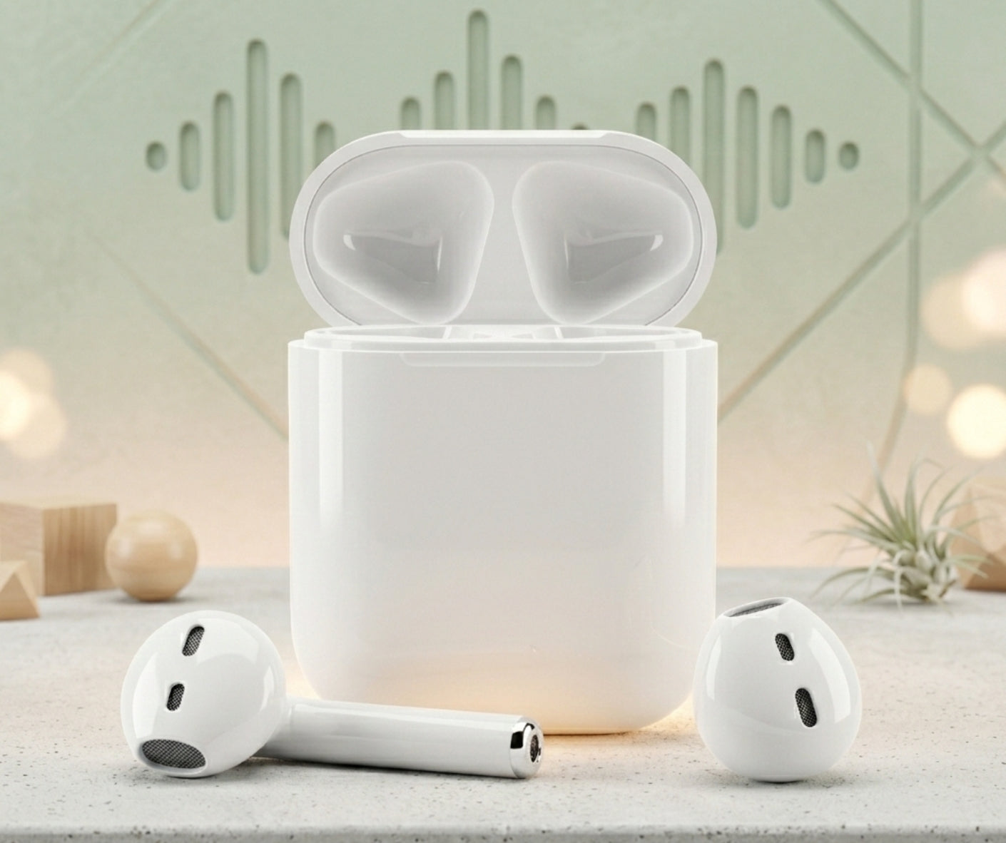TWS Bluetooth Earbuds With Charging Case White