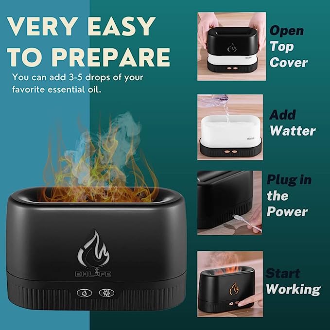 3D Flame Effect Aroma Diffuser & Air Humidifier