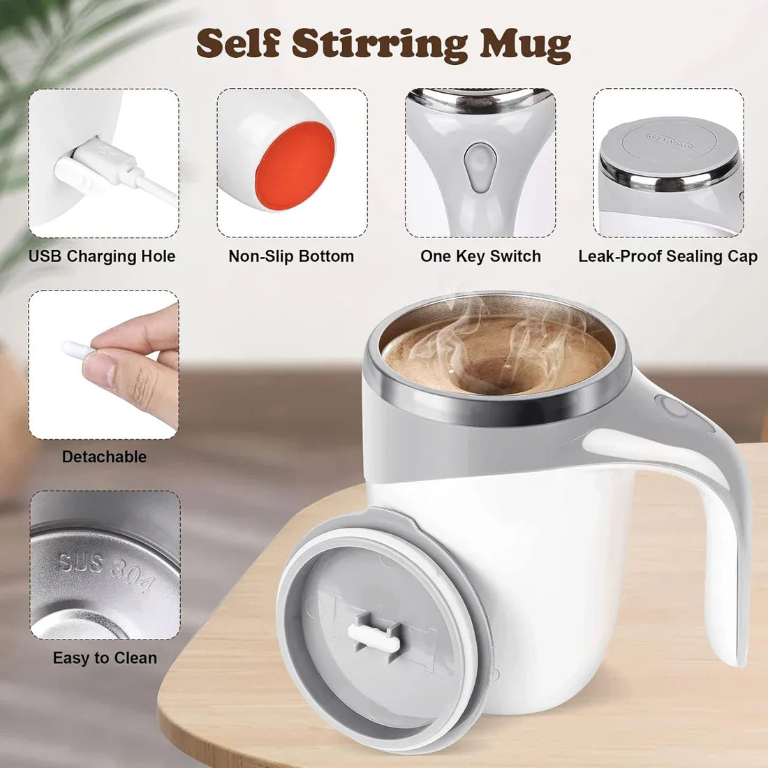 Rechargable Magnetic Stirring Coffee Mug